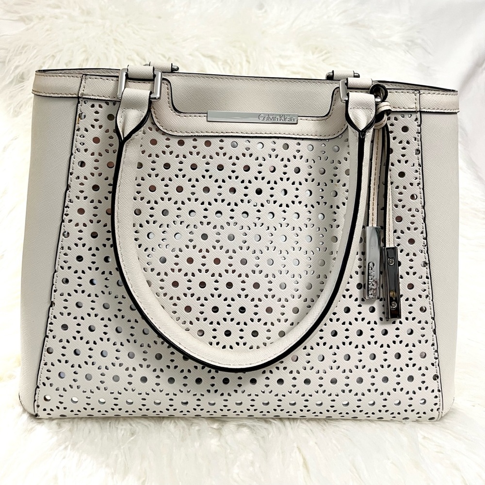Calvin Klein Large White Leather Tote